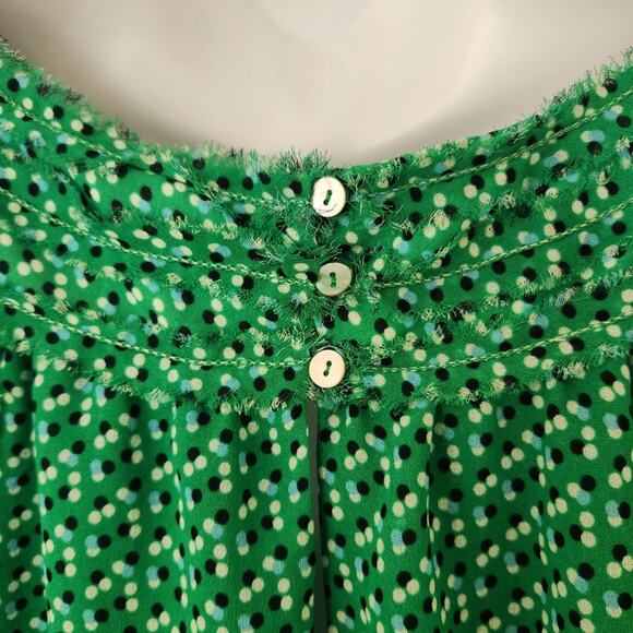 STUDIO M Green Multi Color Polka Dot Print Sleeveless Dress Size L - Picture 6 of 14